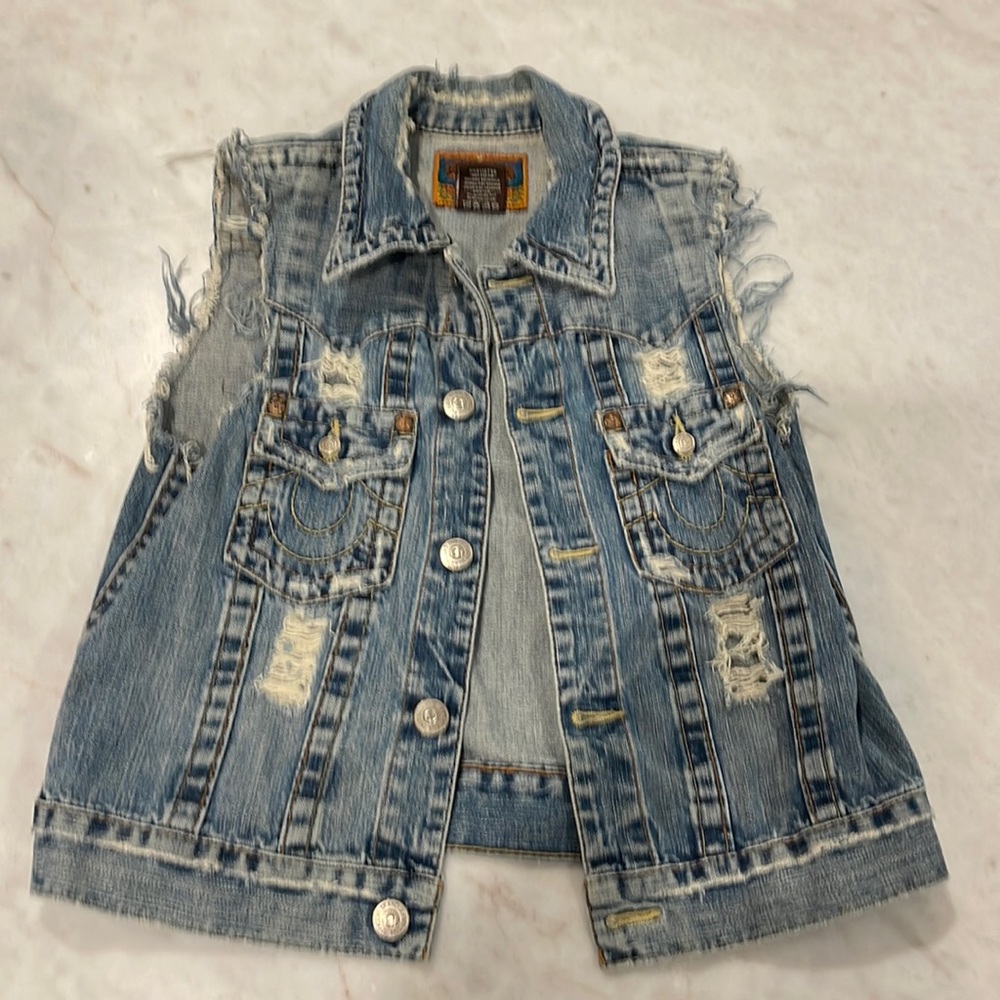 True Religion Girls Size Large Denim Vest